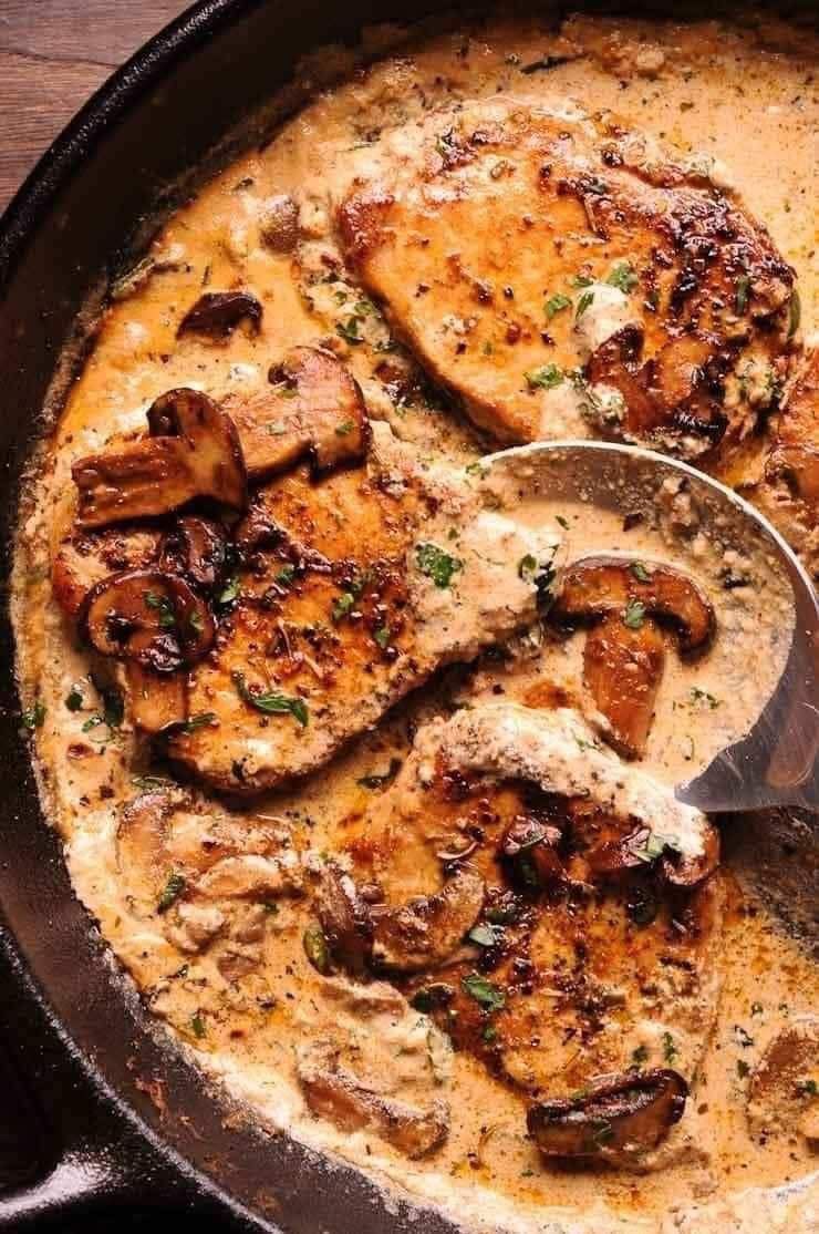 Pork Chops with Mushrooms.