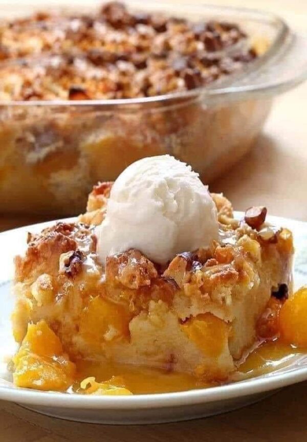 EASY PEACH BREAD PUDDING Bestyrecipes