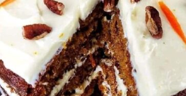 Delicious Carrot Cake with Orange Zest Cream Cheese Frosting..