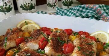 BAKED COD WITH CHERRY TOMATOES 🌿🍅🥬🍋🥘🌿