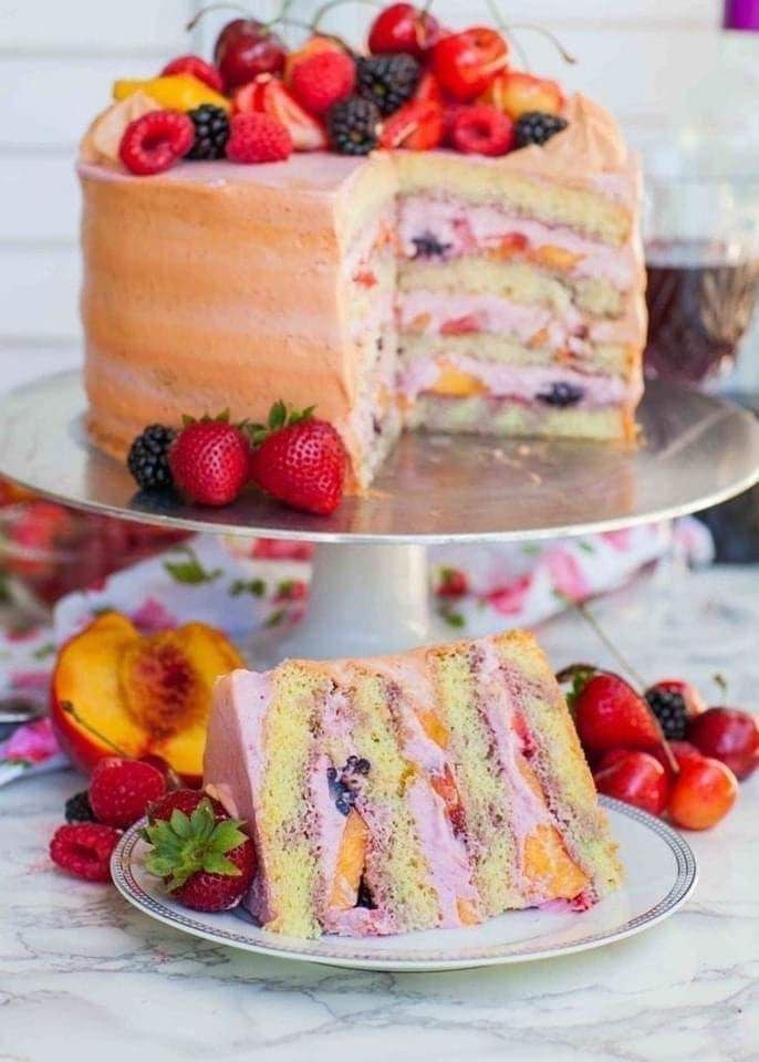 Summer Fruit Sangria Cake Recipe